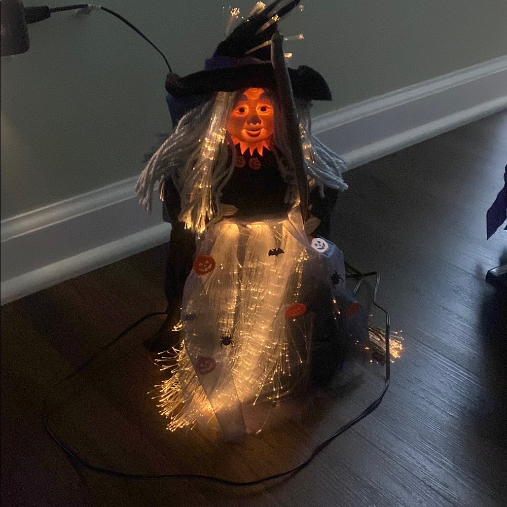 Vintage Spooky Witch with fiber Lights